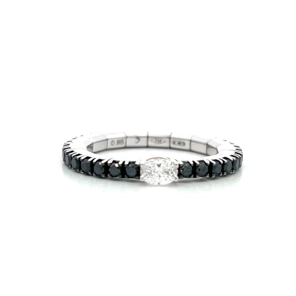 EXTENSIBLE 18K White Gold Stretchable Black and White Diamond Ring