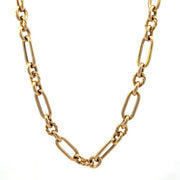 14K Yellow Gold Oval and Textured Round Link Chain Necklace