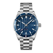 NORQAIN Adventure Sport 42mm Watch, Blue Pattern Dial and Stainless Steel Bracelet