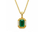 Load image into Gallery viewer, 14K Yellow Gold Emerald and Diamond Pendant