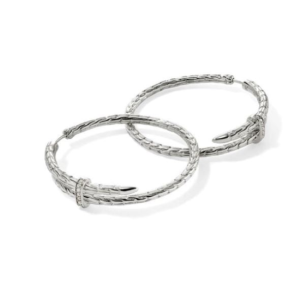 JOHN HARDY Sterling Silver Spear Hoop Earrings with Diamonds - Medium