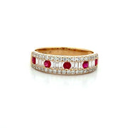 14K Yellow Gold Ruby and Diamond Ring