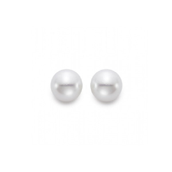 10.5-11mm White Freshwater Pearl Earrings in 14K White Gold