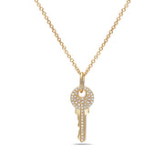 14K Yellow Gold Pave Diamond Key Pendant