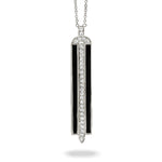 Load image into Gallery viewer, 18K White Gold Diamond Necklace With Black Onyx