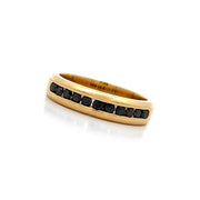 Men's 18K Yellow Gold Black Diamond Wedding Band
