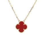 Load image into Gallery viewer, 14K Yellow Gold Red Agate Clover Necklace
