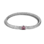 Load image into Gallery viewer, Classic Chain 5mm Silver Bracelet With Pink Spinel Clasp
