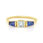 Load image into Gallery viewer, 18K Yellow Gold Aquamarine &amp; Sapphire Triplet Ring