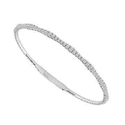 14K White Gold Flexible Diamond Bangle Bracelet 0.75cttw