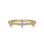 14K Yellow Gold Diamond Station Bujukan Stackable Ring