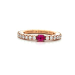Load image into Gallery viewer, DEMEGLIO 18K Rose Gold Stretchable Diamond and Ruby Ring