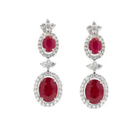 Load image into Gallery viewer, 18K White Gold Ruby and Diamond Double Drop Earrings