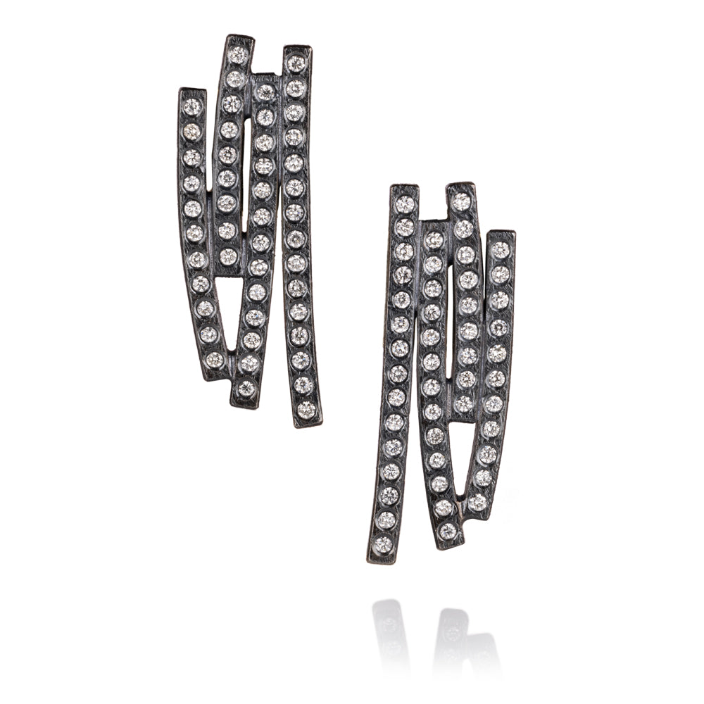 TODD REED Silver Shift Earrings