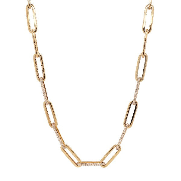 14K Yellow Gold Chain Link Diamond Necklace