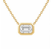 18K Yellow Gold East-West Bezel-Set Emerald Cut Diamond Necklace