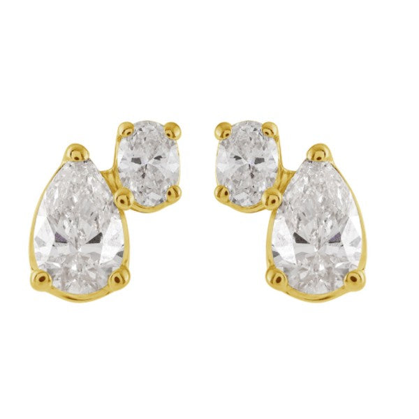 18K Yellow Gold Diamond Stud Earrings