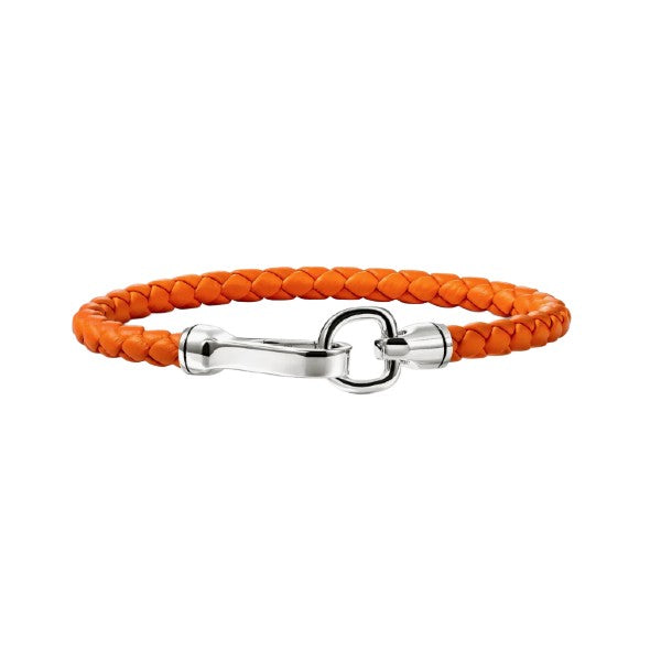 JOHN HARDY Orange Leather Silver Hook Clasp Bracelet 5mm