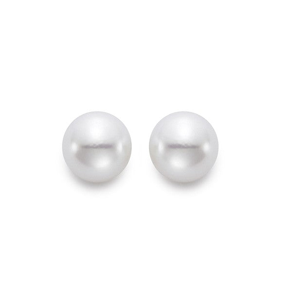 9- 9.5mm White Freshwater Pearl Stud Earrings in 14K White Gold