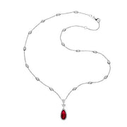 18K White Gold Pear Ruby and Diamond Necklace