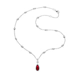 Load image into Gallery viewer, 18K White Gold Pear Ruby and Diamond Necklace