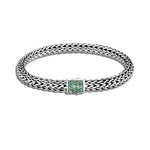 Load image into Gallery viewer, JOHN HARDY Icon Bracelet, Sterling Silver, Reversible Emerald and Black Sapphire Gemstones, 6.5mm
