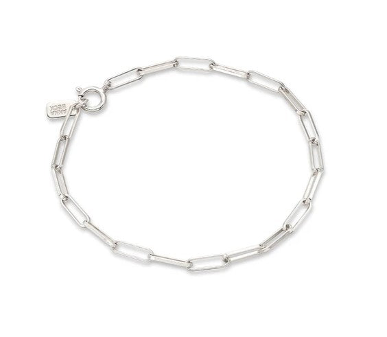 Elongated Box Chain Bracelet, Silver