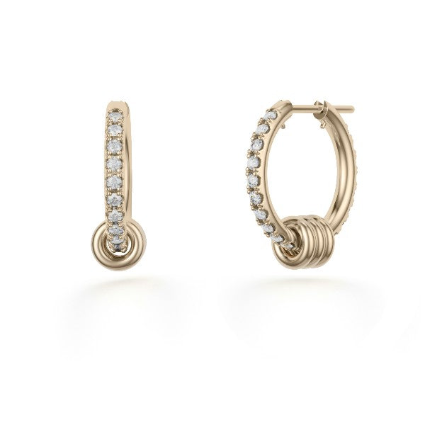 SPINELLI KILCOLLIN Diamond & 18y Yellow Gold Ara Pavé Hoop Earrings