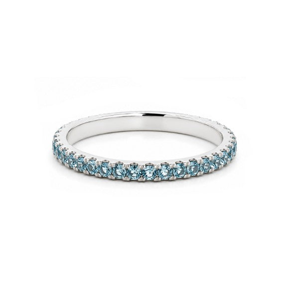 14K White Gold & Blue Topaz Stackable Ring