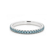 14K White Gold & Blue Topaz Stackable Ring