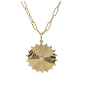 14K Yellow Gold Diamond Circle Pendant Necklace
