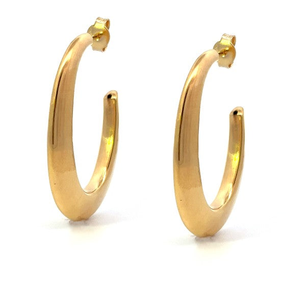 18K Yellow Gold J-Hoop Earrings