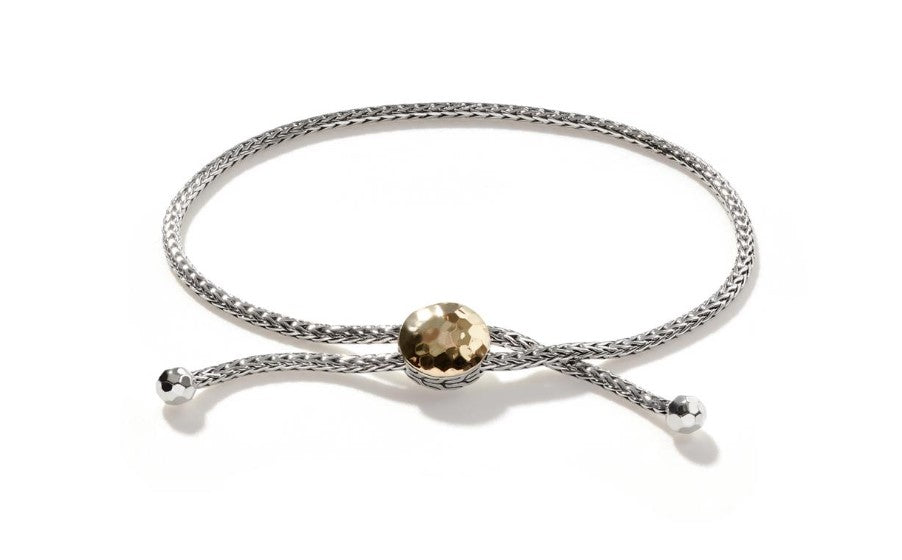 Classic Chain Gold & Silver Hammered Station Bracelet