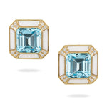 Load image into Gallery viewer, Blue Topaz and White Agate Earrings