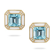 Blue Topaz and White Agate Earrings