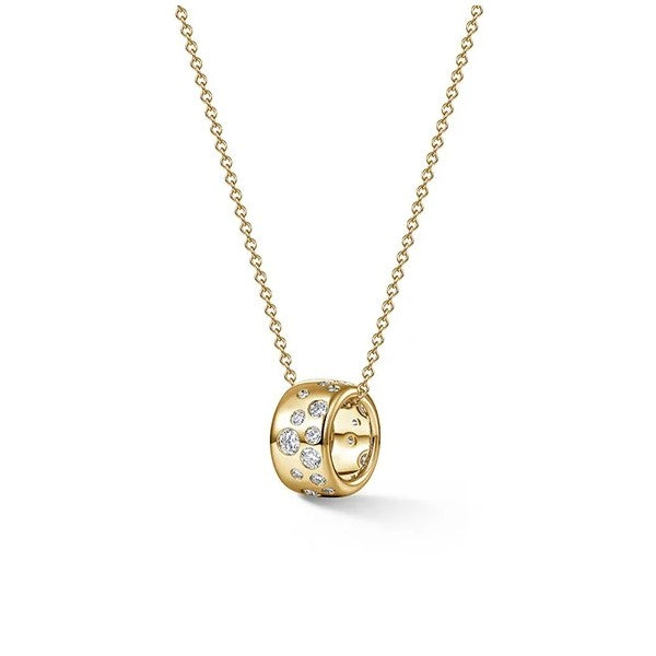 MEMOIRE 18K Yellow Gold Luna Scattered Diamond Gypsy Rondelle Necklace