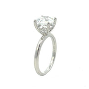 14K White Gold Round Solitaire Engagement Ring With Hidden Diamond Halo