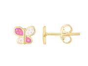 14K Yellow Gold and Enamel Butterfly Earrings