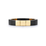 Load image into Gallery viewer, ROBERTO DEMEGLIO 18K Yellow Gold Overlay and Matte Black Ceramic Square Stretch Bracelet
