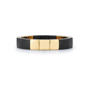 ROBERTO DEMEGLIO 18K Yellow Gold Overlay and Matte Black Ceramic Square Stretch Bracelet