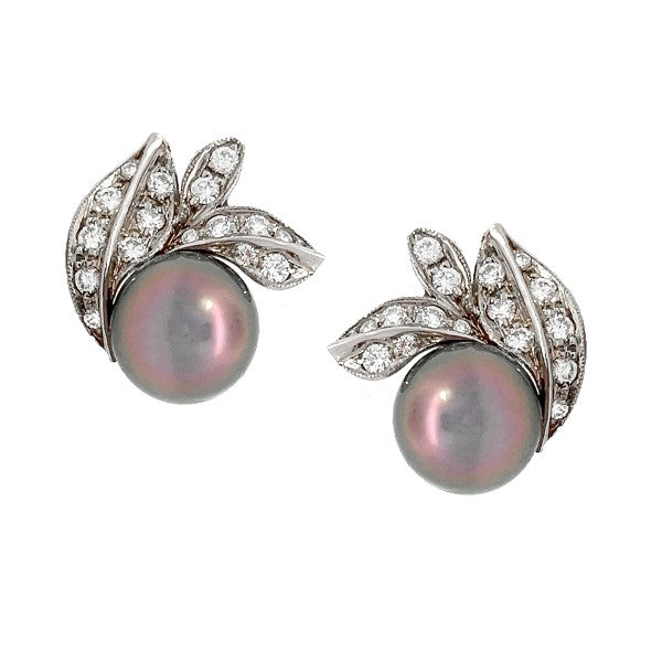 Tahitian Pearl and Diamond Earrings