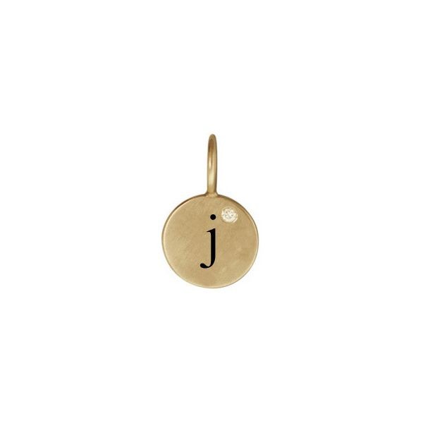 HEATHER B MOORE 14K Yellow Gold Mini Round Initial "j" Charm