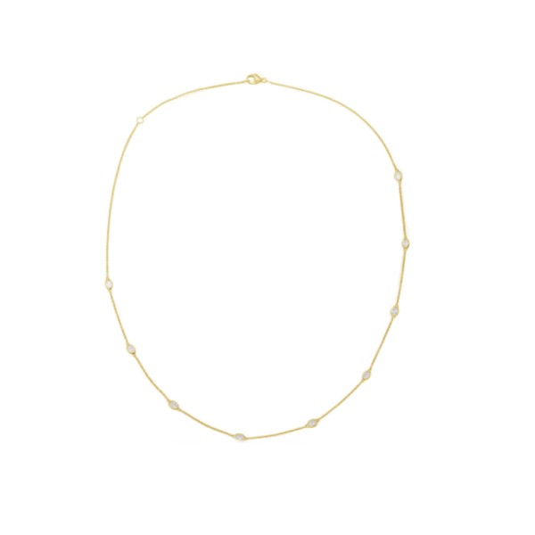 14K Yellow Gold Diamond Bezel Necklace