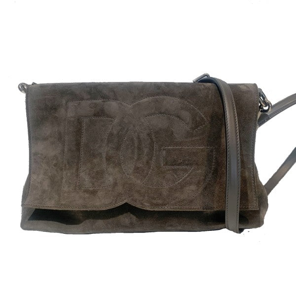 Pre-Owned DOLCE & GABANNA Logo Crossbody Suede Bag