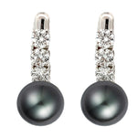 Load image into Gallery viewer, Black Pearl and Diamond Earrings
