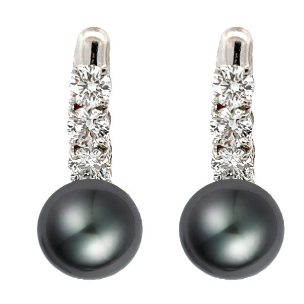 Black Pearl and Diamond Earrings