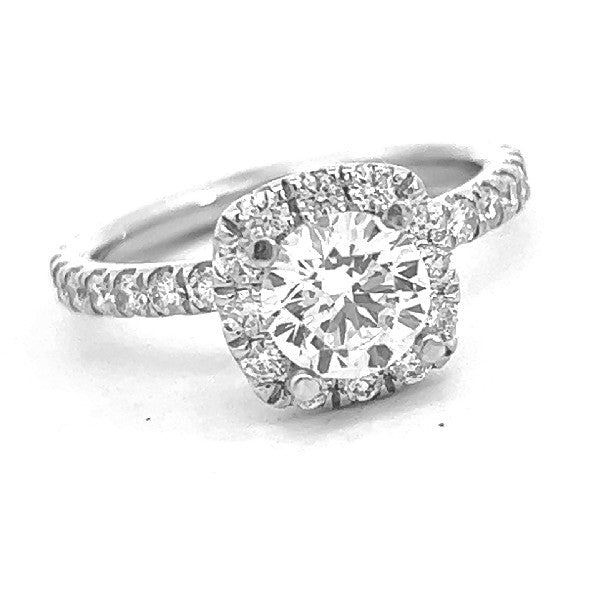 18K White Gold Diamond Halo Engagement Ring