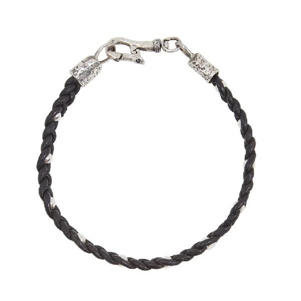 JOHN VARVATOS Leather Sterling Silver Single-Strand Bracelet, Braided