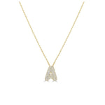Load image into Gallery viewer, 14K Yellow Gold Diamond Letter A Initial Necklace
