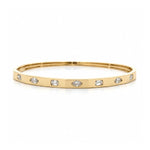 Load image into Gallery viewer, 14K Yellow Gold Alternating Emerald and Marquise Diamond Bangle Bracelet